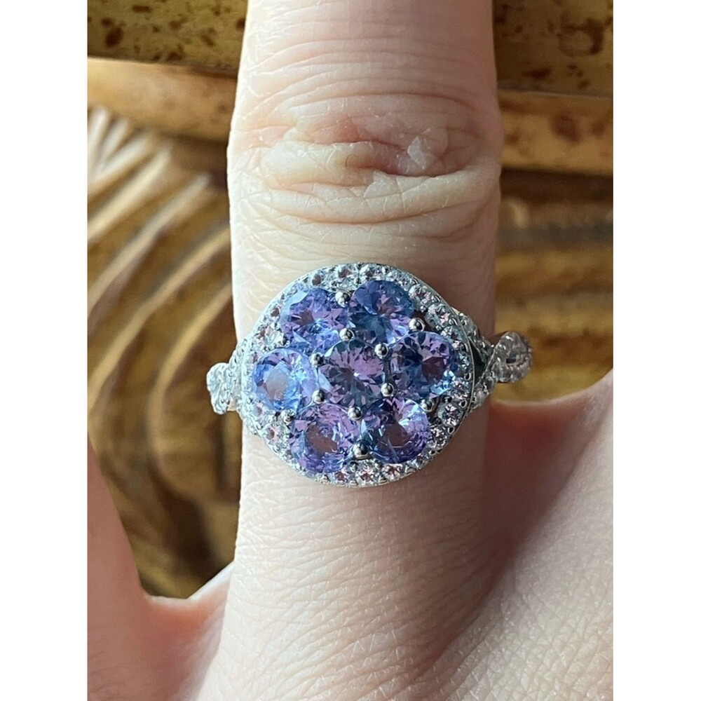 Natural Tanzanite Sterling Silver Ring Size 6